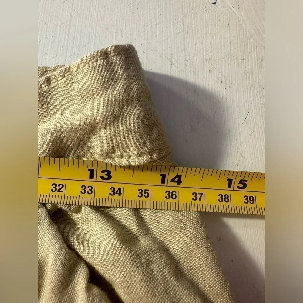 H&M Linen Blend Pants Size 2 Beige Tapered Lightweight Minimalist